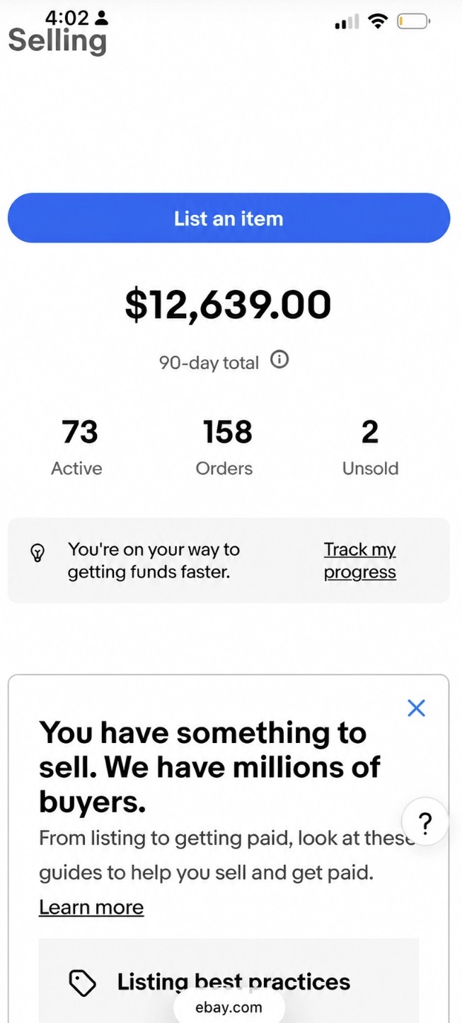 Marketplace selling summary dashboard